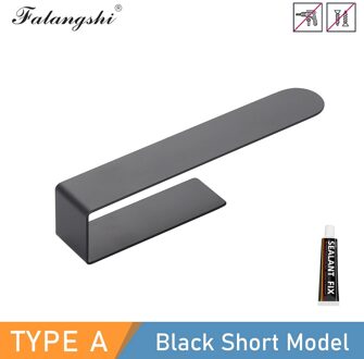 Roestvrij Staal Handdoek Opslag Houder Punch Gratis Zwart Handdoekenrek Hanger Badkamer Papier Houder WB8711 zwart kort - Glue