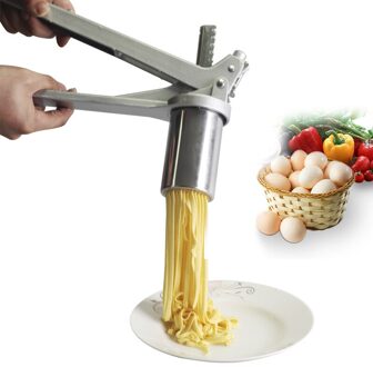 Roestvrij Staal Handmatige Noodle Maker Druk Pastamachine Crank Cutter Vruchten Juicer Kookgerei Met 8 Drukken Noodle Mallen Maken