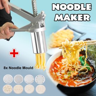 Roestvrij Staal Handmatige Noodle Maker Druk Pastamachine Crank Cutter Vruchten Juicer Kookgerei Met 8 Drukken Noodle Mallen Maken
