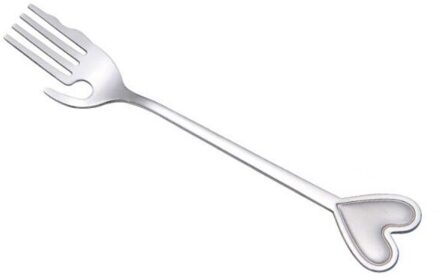 Roestvrij Staal Hartvormige Vork Lange Handvat Suiker Lepel Thee Koffie Dessert Bestek Theelepel Valentijnsdag 4