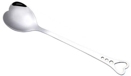 Roestvrij Staal Hartvormige Vork Lange Handvat Suiker Lepel Thee Koffie Dessert Bestek Theelepel Valentijnsdag 5