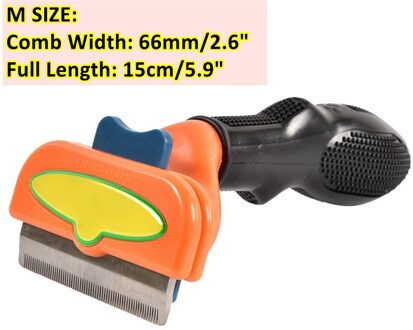 Roestvrij Staal Huisdier Ontharing Kam Borstel Puppy Kitten Haar Verlies Trimmer Voor Huisdieren Grooming Gereedschap Kat Rake Shedding Tool M SIZE