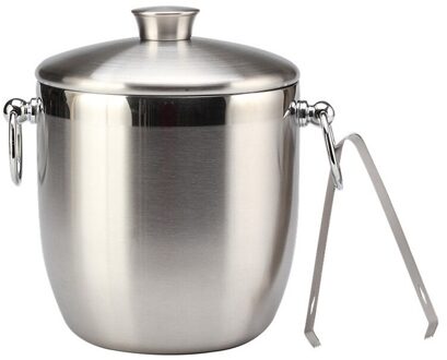 Roestvrij Staal Ijs Emmer Met Tang Liter Dubbelwandige Geïsoleerde Met Tang En Deksel Ice Container(3L)