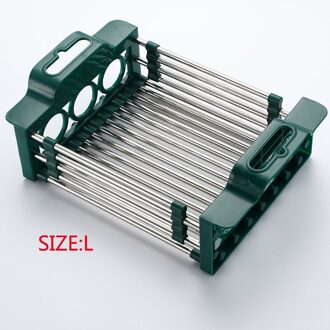 Roestvrij Staal Intrekbare Aanrecht Rack Groenten En Fruit Mand Gerechten Lade Opslag Intrekbare Rack Keuken Organizer groen L