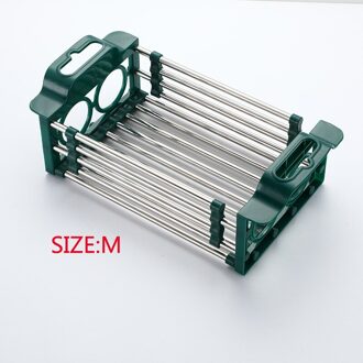 Roestvrij Staal Intrekbare Aanrecht Rack Groenten En Fruit Mand Gerechten Lade Opslag Intrekbare Rack Keuken Organizer groen M