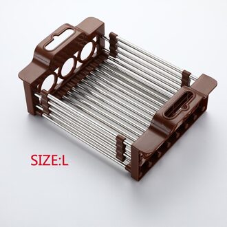 Roestvrij Staal Intrekbare Aanrecht Rack Groenten En Fruit Mand Gerechten Lade Opslag Intrekbare Rack Keuken Organizer khaki L