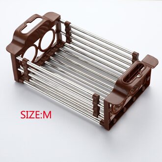 Roestvrij Staal Intrekbare Aanrecht Rack Groenten En Fruit Mand Gerechten Lade Opslag Intrekbare Rack Keuken Organizer khaki M