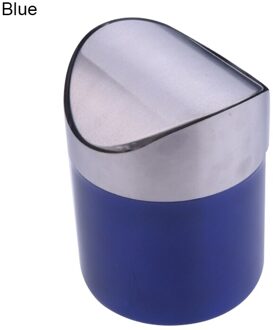 Roestvrij Staal Kleine Mini Prullenbak Met Swing Top Deksel Aanrecht Vuilnisbakken Voor Bureau Auto Kantoor Keuken K888 blauw