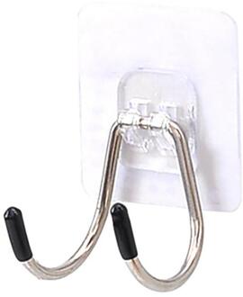Roestvrij Staal Kleverige Haak Gratis Ponsen Sterke Lijm Dubbele Muur Badhanddoek Wandmontage Haak Heavy Duty Zuignap Haken single hook