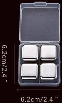 Roestvrij Staal Koeler Herbruikbare Chilling Stones Voor Whiskey Wijn Bier Koeler Houder Chiller Tool Met Ice Cube Clip Keuken Tool 4 Pack