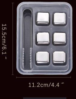 Roestvrij Staal Koeler Herbruikbare Chilling Stones Voor Whiskey Wijn Bier Koeler Houder Chiller Tool Met Ice Cube Clip Keuken Tool 6 Pack met tongs