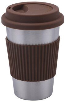 Roestvrij Staal Koffie Cups met Siliconen Deksels antislip Anti-brandwonden Mouwen Case Drinken Tuimelaars Bier Water Thee koffie Mokken bruin
