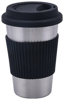 Roestvrij Staal Koffie Cups met Siliconen Deksels antislip Anti-brandwonden Mouwen Case Drinken Tuimelaars Bier Water Thee koffie Mokken zwart