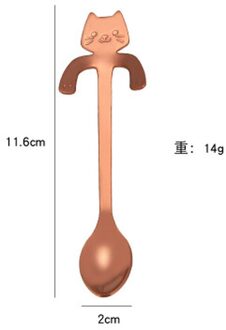 Roestvrij Staal Koffie Lepel Dessert Snack Scoop Leuke Kat Vorm Bestek Ijs Mini Lepels Keuken Gadget Servies 11.6Cm roos goud