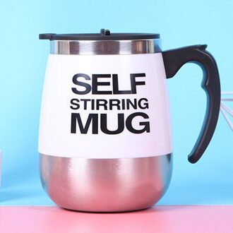 Roestvrij Staal Koffie Thermo Mok Gemagnetiseerd Zelf Roeren Gemengde Kantoor Handgrid Creatieve Cup Mokken Tumbler Drinkware Thermocup wit