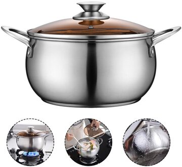 Roestvrij Staal Kookgerei Soeppan Met Deksel Handgrepen Heavy Thicken Duty Soep Pot Voor Thuis Koken