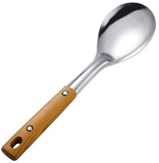 Roestvrij Staal Kookgerei Warmte Proof Sleuven Pollepel Lepel Rijst Pollepel Houten Handvat Koken Gereedschap Keuken Tool Rice Ladle