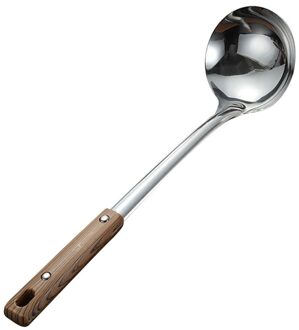 Roestvrij Staal Kookgerei Warmte Proof Sleuven Pollepel Lepel Rijst Pollepel Houten Handvat Koken Gereedschap Keuken Tool soep lepel