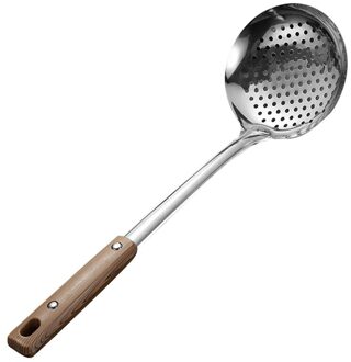 Roestvrij Staal Kookgerei Warmte Proof Sleuven Pollepel Lepel Rijst Pollepel Houten Handvat Koken Gereedschap Keuken Tool Strainer lepel