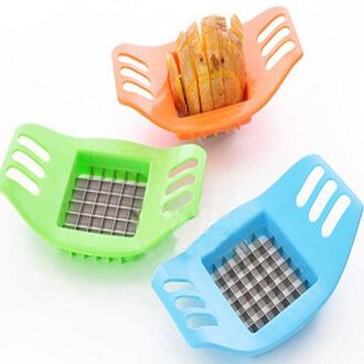 Roestvrij Staal Potato Cutter Slicer Chopper Keuken Koken Gereedschap Gadgets Multifunctionele Aardappel Snijmachine Blauw