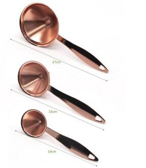 Roestvrij Staal Rose Goud Olie Afvoer Conische Trechter Met Handvat Multifunctionele Wijn Afvoer (Driedelige Set)