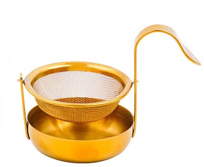 Roestvrij Staal Roterende Fijne Thee Mesh Theezeefje Thee-ei Met Handvat goud