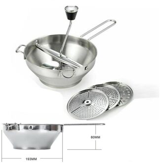 Roestvrij Staal Roterende Roerzeef Groente Aardappel Zeef Met 3 Frezen Discs