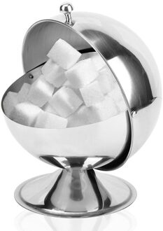 Roestvrij Staal Sferische Suiker Opslag Jar Flip Kruiden Potcube Suiker Kopje Suiker Pot Thuis Omkeerbare Opslagtank Suiker Kom