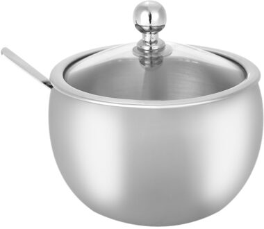 Roestvrij Staal Suiker Creamer Potten Sferische Snoep Kom Keuken Kruiden Doos Fles Doop Suiker Kan Potten Met Deksel En Lepel