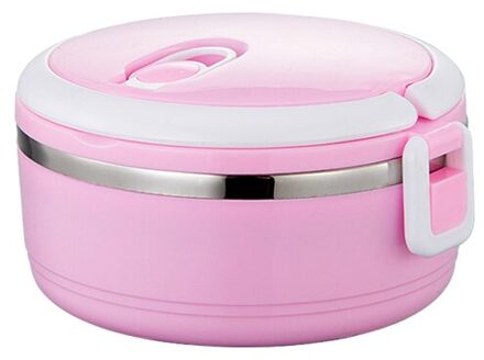 Roestvrij Staal Thermische Lunch Bento Box Voor Office Student Draagbare Multi Layer Picknick Voedsel Container Lekvrij Thermos Lunchbox roze / single laag