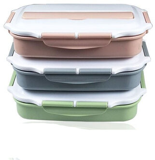 Roestvrij Staal Thermische Lunchbox containers met Compartimenten Lekvrij Bento Box Met Servies Voedsel Container Doos 3 rooster blauw