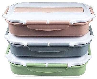 Roestvrij Staal Thermische Lunchbox containers met Compartimenten Lekvrij Bento Box Met Servies Voedsel Container Doos 3 rooster roze