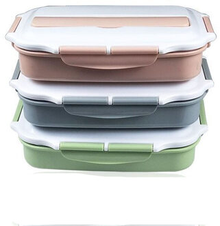 Roestvrij Staal Thermische Lunchbox containers met Compartimenten Lekvrij Bento Box Met Servies Voedsel Container Doos 4 rooster blauw