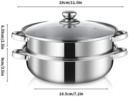 Roestvrij Staal Twee Lagen Steamer Pot Soep Stoom Pot Transparante Glazen Deksel Keuken Kookgerei Voor Universal Gas Inductie Fornuis