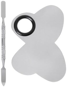 Roestvrij Staal Verf Palet Lade Mengstaaf Spatel Set Voor Nail Art Supply Schoolbenodigdheden Aquarel Olieverf Make-Up 4