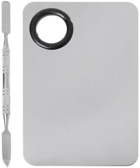Roestvrij Staal Verf Palet Lade Mengstaaf Spatel Set Voor Nail Art Supply Schoolbenodigdheden Aquarel Olieverf Make-Up klein plein
