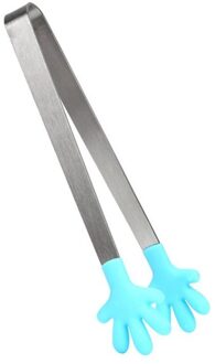 Roestvrij Staal Voedsel Bbq Salade Toast Tang Cake Gebak Clip Klem Keuken Tool blauw