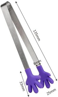 Roestvrij Staal Voedsel Bbq Salade Toast Tang Cake Gebak Clip Klem Keuken Tool paars