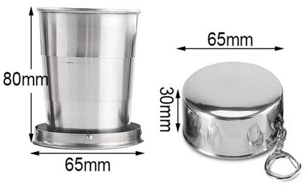 Roestvrij Staal Vouwen Cups Met Sleutelhanger Draagbare Intrekbare Mok Telescopische Inklapbare Kopjes Outdoor Water Drinkbeker M 150ml