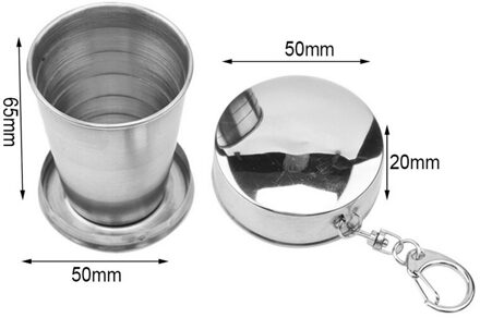 Roestvrij Staal Vouwen Cups Met Sleutelhanger Draagbare Intrekbare Mok Telescopische Inklapbare Kopjes Outdoor Water Drinkbeker S 75ml