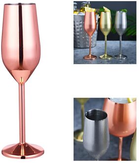 Roestvrij Staal Wijn Bril Elegante Drinkware Wedding Party Decor Rvs Wijn Glas Zilver/Rose Goud/Gouden Xmas 220ml roos goud
