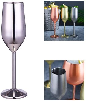 Roestvrij Staal Wijn Bril Elegante Drinkware Wedding Party Decor Rvs Wijn Glas Zilver/Rose Goud/Gouden Xmas 220ml zilver