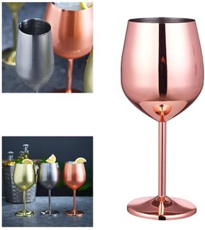 Roestvrij Staal Wijn Bril Elegante Drinkware Wedding Party Decor Rvs Wijn Glas Zilver/Rose Goud/Gouden Xmas 500ml roos goud