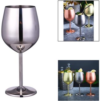 Roestvrij Staal Wijn Bril Elegante Drinkware Wedding Party Decor Rvs Wijn Glas Zilver/Rose Goud/Gouden Xmas 500ml zilver