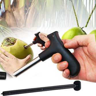Roestvrij Staal Zwarte Kokosnoot Opener Tool Coco Water Punch Tap Boor Stro Open Gat Cut Fruit Openers Gereedschap Keuken gadget