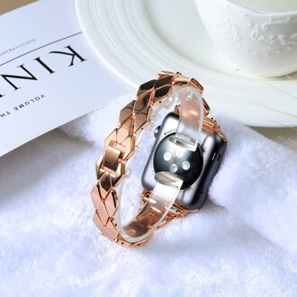 Roestvrij Stalen Band Voor Apple Horloge Band 40Mm 44Mm Iwatch Bands 38Mm 42Mm Ruitvormige Metalen Armband apple Horloge 3 4 5 Se 6 Band roos goud / 38mm of 40mm