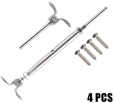 Roestvrij Stalen Kabel Reling Kit Systemen Fit 1/8 "Draad Touw Hoek 180 Graden Verstelbare Swage Toggle Spanschroef En End WWO66 4stk