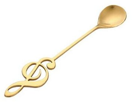 Roestvrij Stalen Lepel Koffie Lepel Vorm Muziek Thema Thee Menglepel Kleine Ijs Dessert Lepel Creatieve Bestek goud