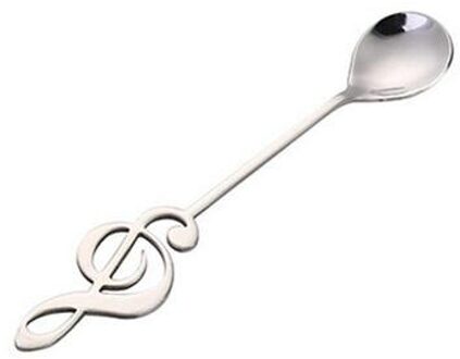 Roestvrij Stalen Lepel Koffie Lepel Vorm Muziek Thema Thee Menglepel Kleine Ijs Dessert Lepel Creatieve Bestek Zilver