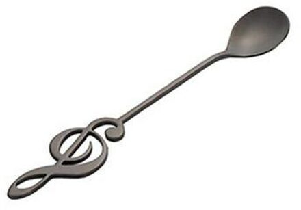 Roestvrij Stalen Lepel Koffie Lepel Vorm Muziek Thema Thee Menglepel Kleine Ijs Dessert Lepel Creatieve Bestek zwart goud